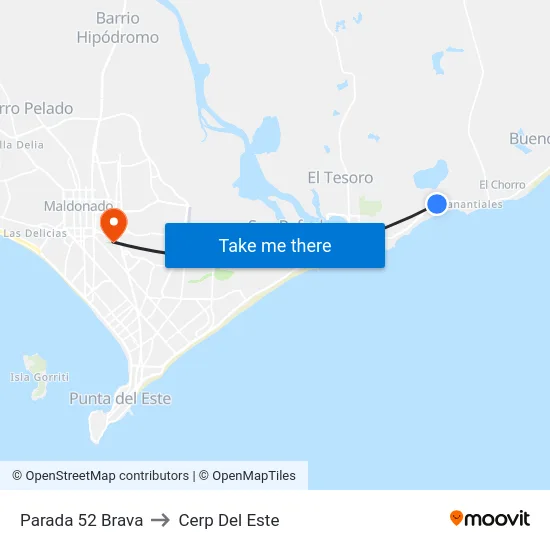 Parada 52 Brava to Cerp Del Este map