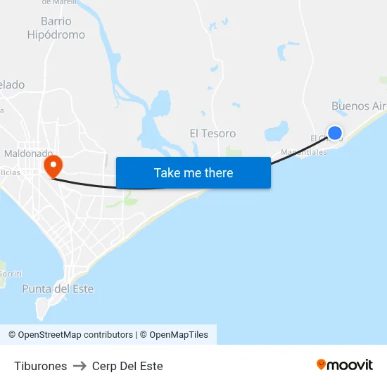 Tiburones to Cerp Del Este map