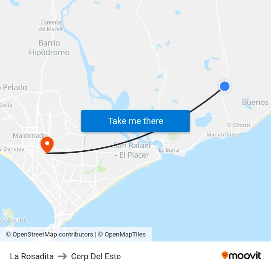 La Rosadita to Cerp Del Este map