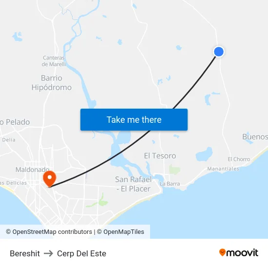 Bereshit to Cerp Del Este map