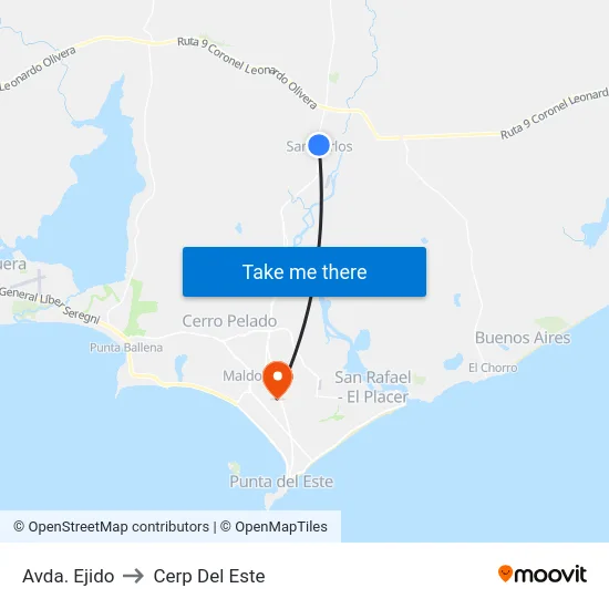 Avda. Ejido to Cerp Del Este map