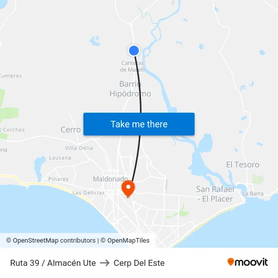 Ruta 39 / Almacén Ute to Cerp Del Este map