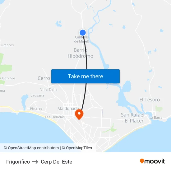Frigorífico to Cerp Del Este map