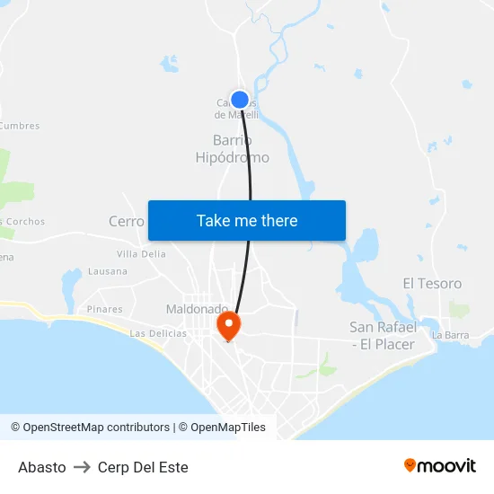 Abasto to Cerp Del Este map