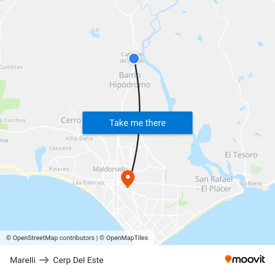 Marelli to Cerp Del Este map