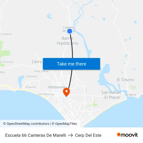 Escuela 66 Canteras De Marelli to Cerp Del Este map