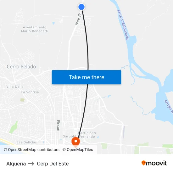 Alqueria to Cerp Del Este map