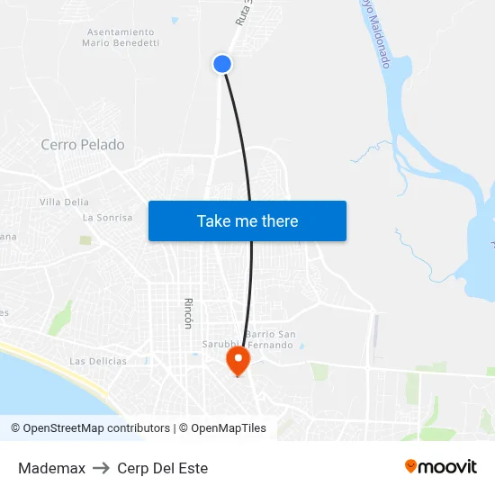 Mademax to Cerp Del Este map