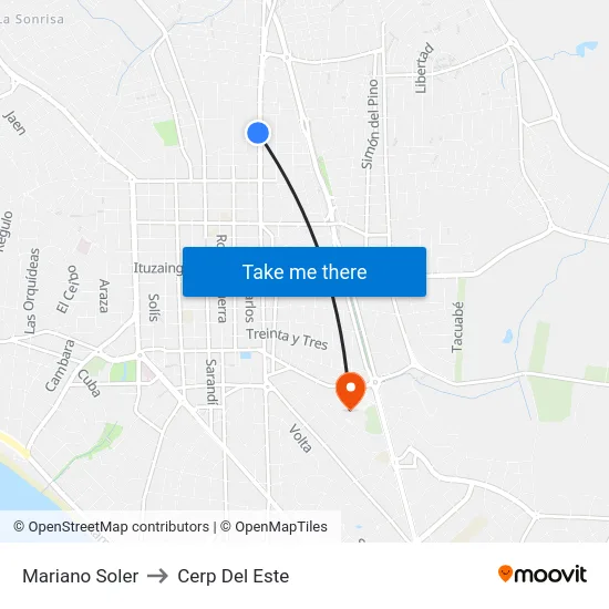 Mariano Soler to Cerp Del Este map