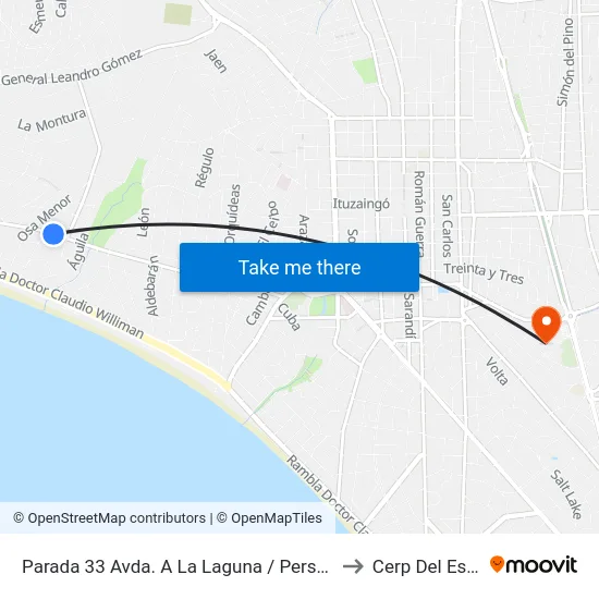 Parada 33 Avda. A La Laguna / Perseo to Cerp Del Este map