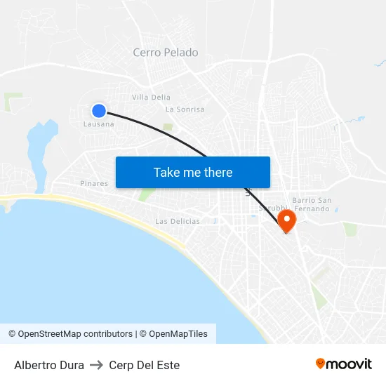 Albertro Dura to Cerp Del Este map