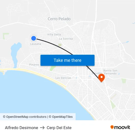 Alfredo Desimone to Cerp Del Este map