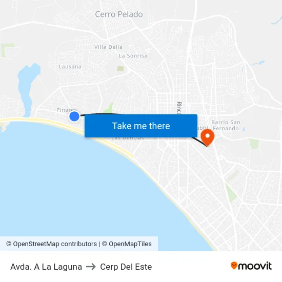 Avda. A La Laguna to Cerp Del Este map