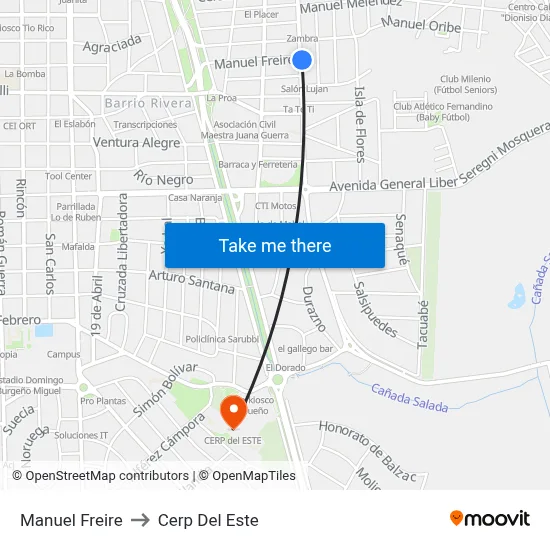 Manuel Freire to Cerp Del Este map