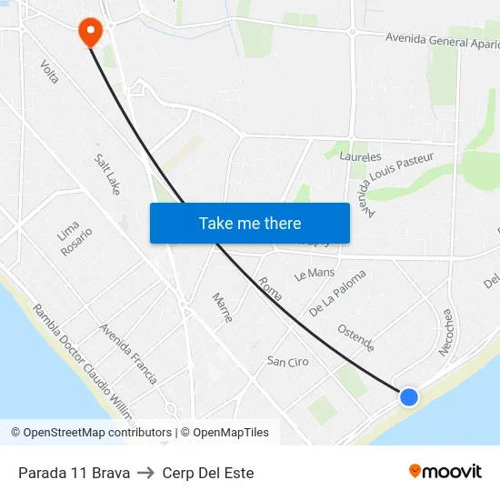 Parada 11 Brava to Cerp Del Este map
