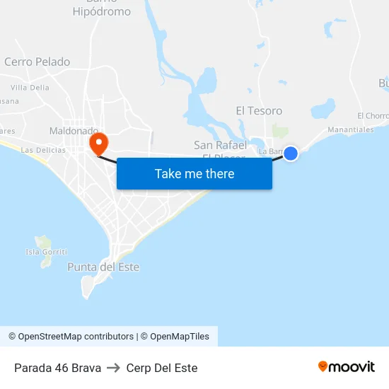 Parada 46 Brava to Cerp Del Este map