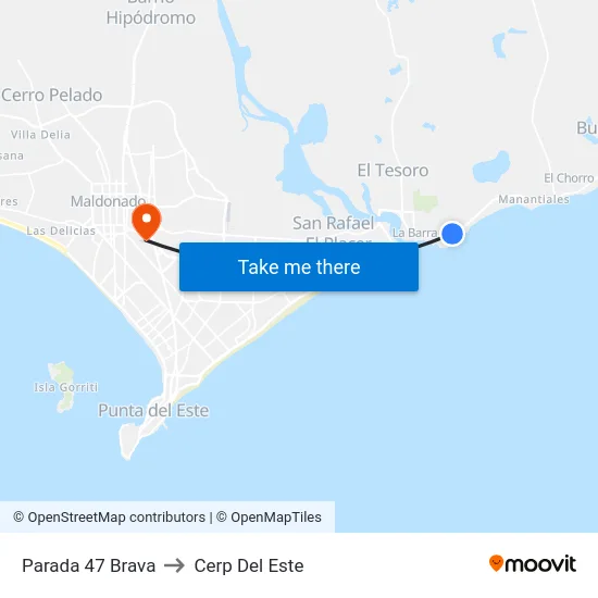 Parada 47 Brava to Cerp Del Este map