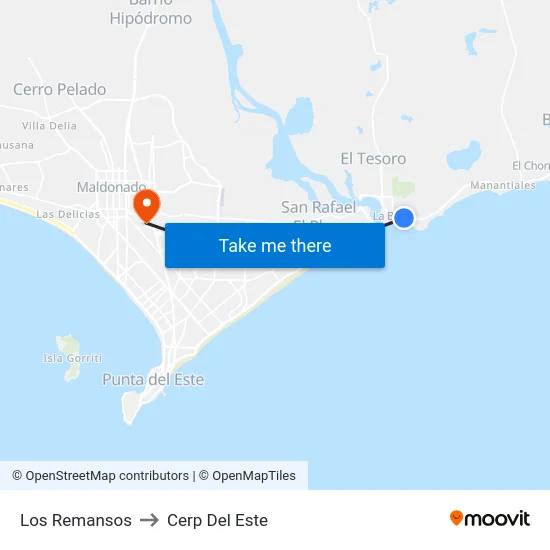 Los Remansos to Cerp Del Este map