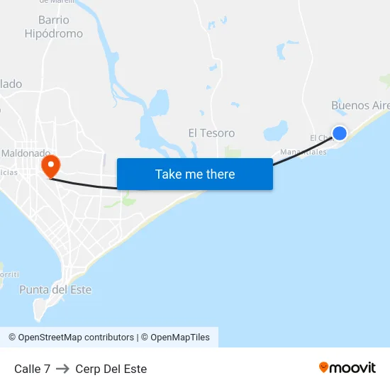 Calle 7 to Cerp Del Este map