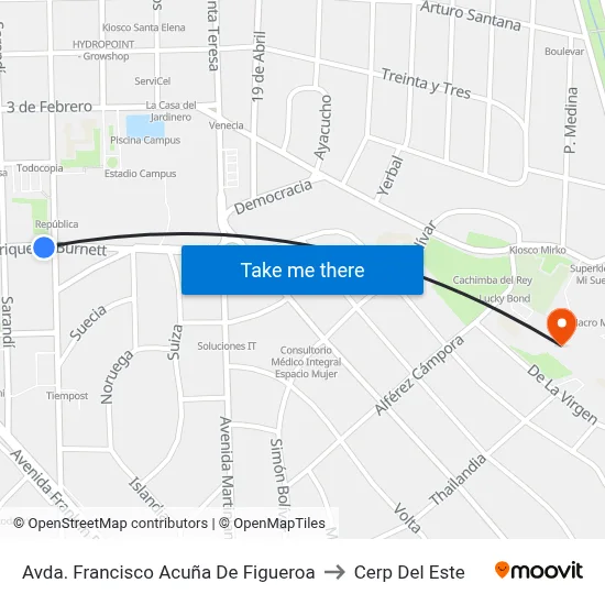 Avda. Francisco Acuña De Figueroa to Cerp Del Este map