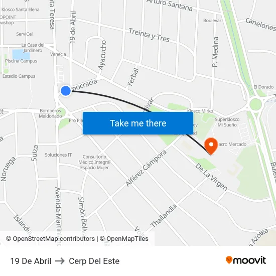 19 De Abril to Cerp Del Este map