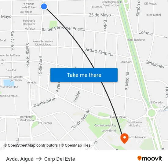 Avda. Aiguá to Cerp Del Este map