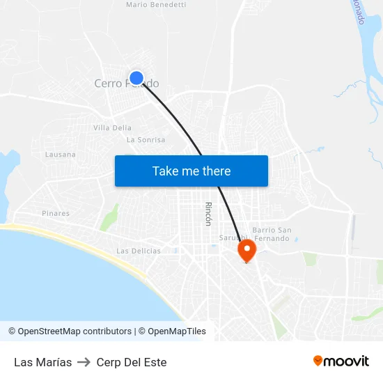 Las Marías to Cerp Del Este map
