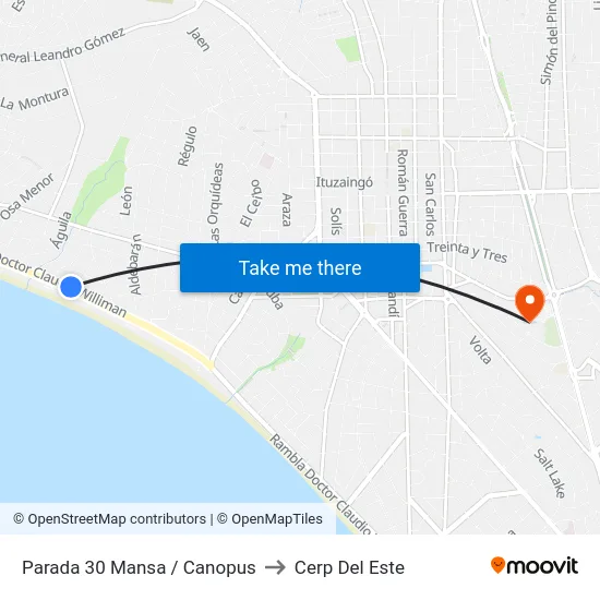 Parada 30 Mansa / Canopus to Cerp Del Este map