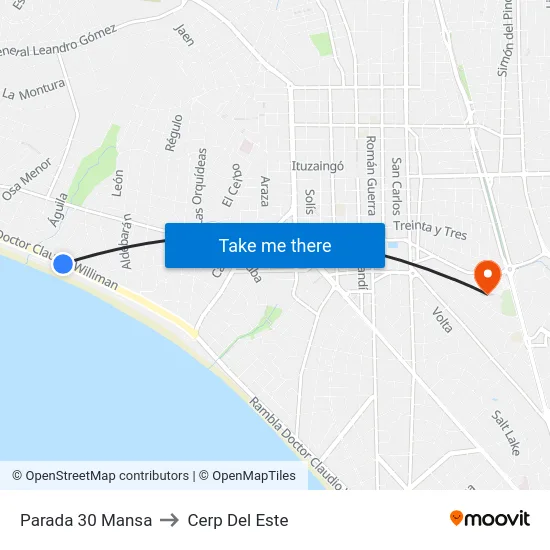 Parada 30 Mansa to Cerp Del Este map