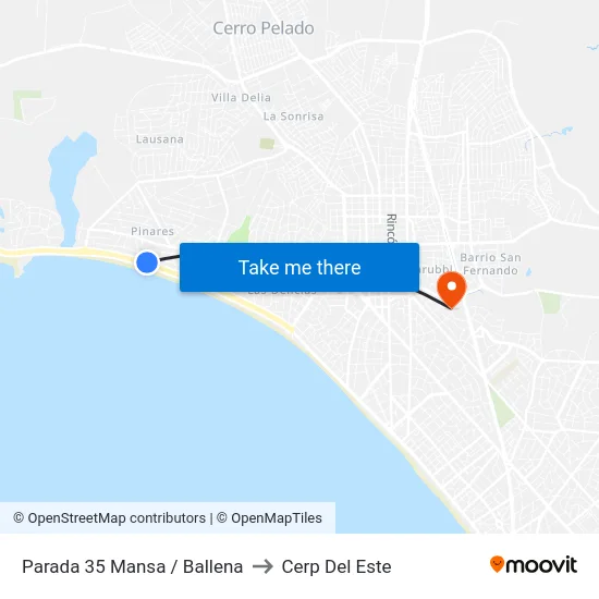 Parada 35 Mansa / Ballena to Cerp Del Este map