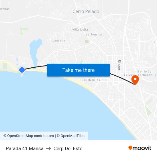 Parada 41 Mansa to Cerp Del Este map