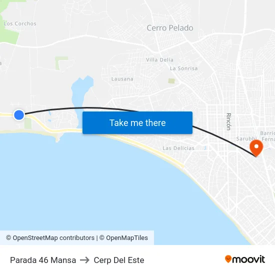 Parada 46 Mansa to Cerp Del Este map