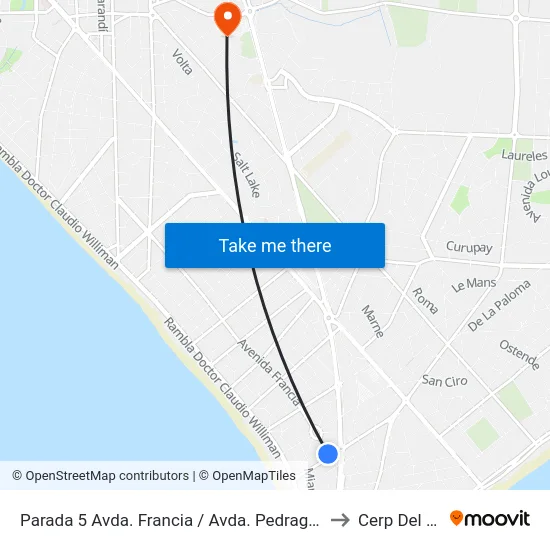 Parada 5 Avda. Francia / Avda. Pedragosa Sierra to Cerp Del Este map
