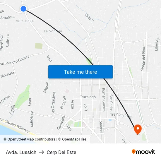 Avda. Lussich to Cerp Del Este map