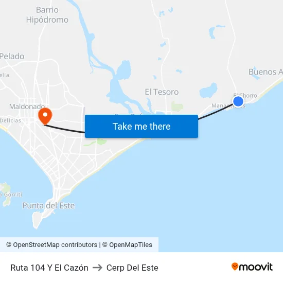 Ruta 104 Y El Cazón to Cerp Del Este map