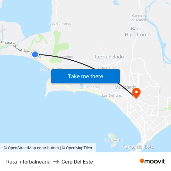 Ruta Interbalnearia to Cerp Del Este map