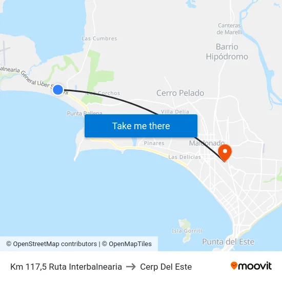Km 117,5 Ruta Interbalnearia to Cerp Del Este map
