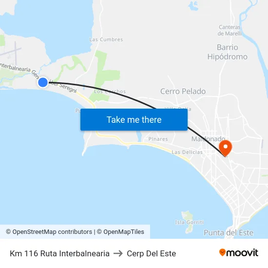 Km 116 Ruta Interbalnearia to Cerp Del Este map