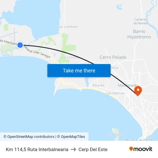 Km 114,5 Ruta Interbalnearia to Cerp Del Este map