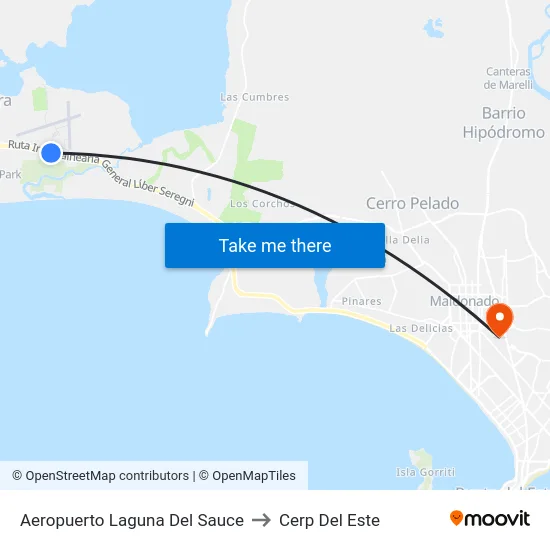 Aeropuerto Laguna Del Sauce to Cerp Del Este map