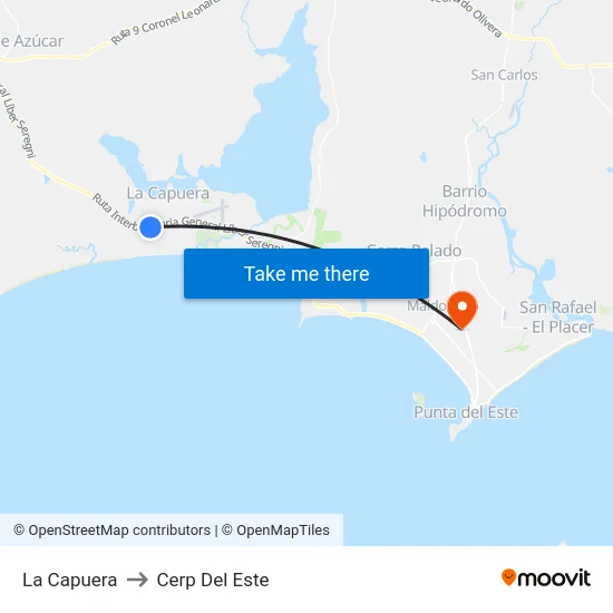 La Capuera to Cerp Del Este map