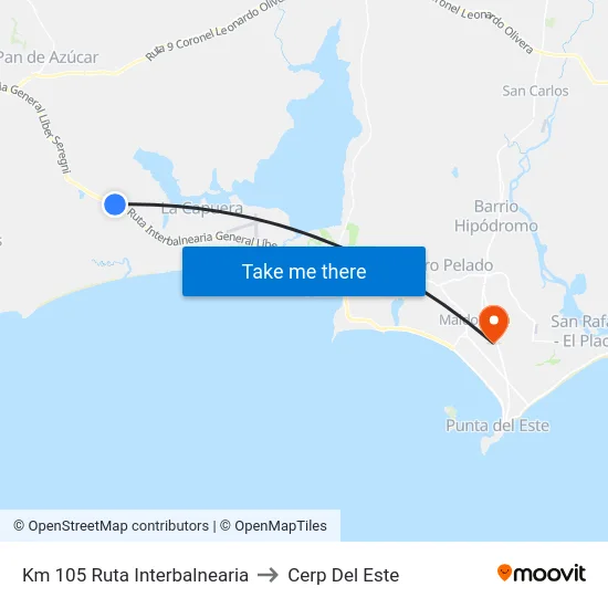 Km 105 Ruta Interbalnearia to Cerp Del Este map