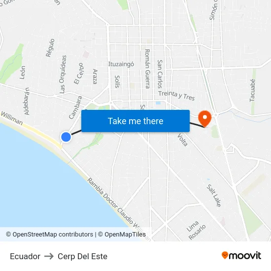 Ecuador to Cerp Del Este map