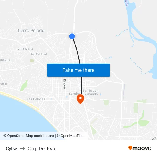 Cylsa to Cerp Del Este map