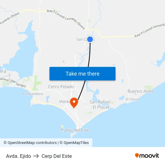 Avda. Ejido to Cerp Del Este map