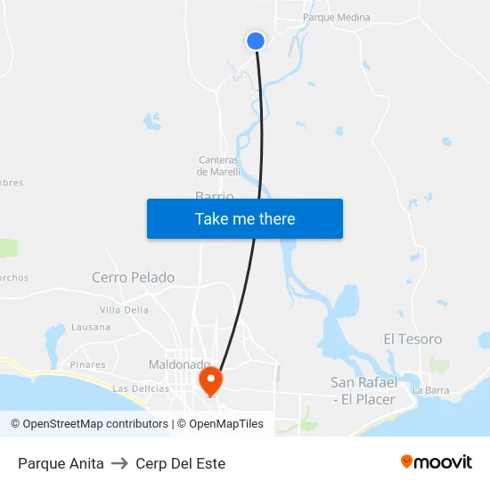 Parque Anita to Cerp Del Este map