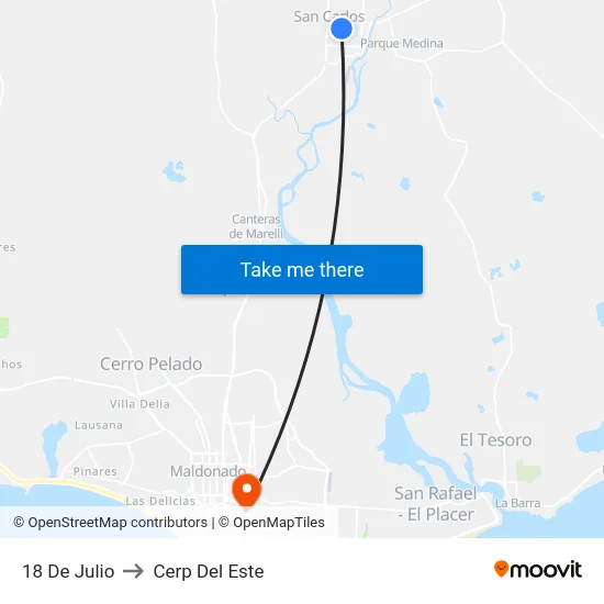 18 De Julio to Cerp Del Este map