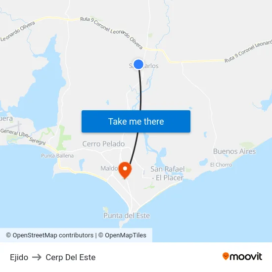 Ejido to Cerp Del Este map