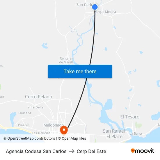 Agencia Codesa San Carlos to Cerp Del Este map