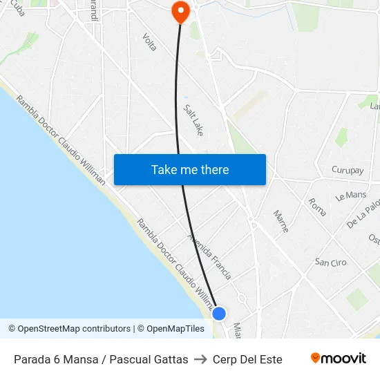 Parada 6 Mansa / Pascual Gattas to Cerp Del Este map